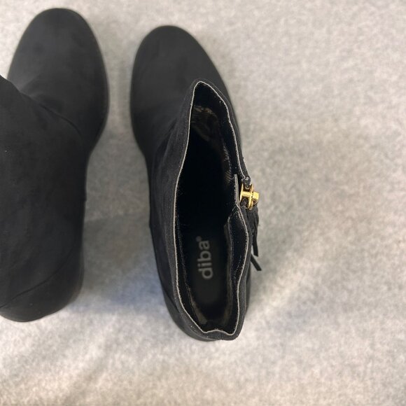 Diba Womens Size 7.5 Black Ankle Boots Booties Gold Side Zipper Low Heel NEW - Picture 7 of 16